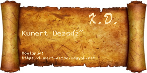 Kunert Dezső névjegykártya